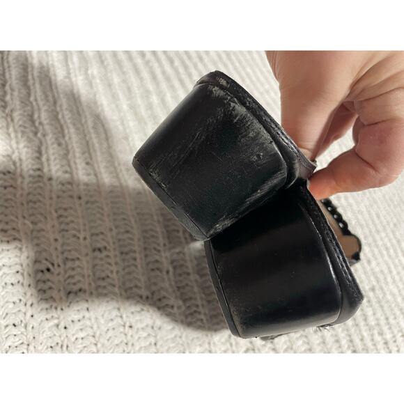 Pikolinos Clogs Slip On Leather Laser Cut Floral Womens Size 9 EU 40 Green Black - Picture 6 of 10